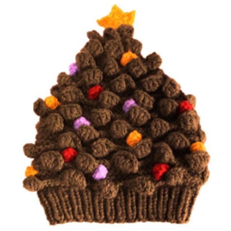 Knitted Christmas Tree Hat Keeping Warm Head Hat Decorations Supplies for Holiday Birthday New Year Party Decorations