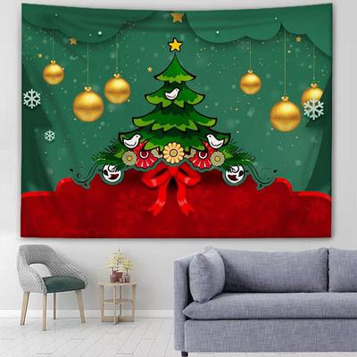 Vánoční strom Krb Santa Claus tisk gobelín Nástěnný závěs na pozadí látkový dekor Vánoční sníh Domácí pokoj nástěnná dekorace
