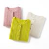 Women's Cashmere Silk Cable Knit Cardigan - Round Neck, Solid Color, Warm Mulberry Silk Sweater.