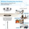 QI Wireless Charger Waterproof Aluminum Mirror Built-In for iPhone13-15 Pro Max Office Public Desktop Wireless Charger Built in