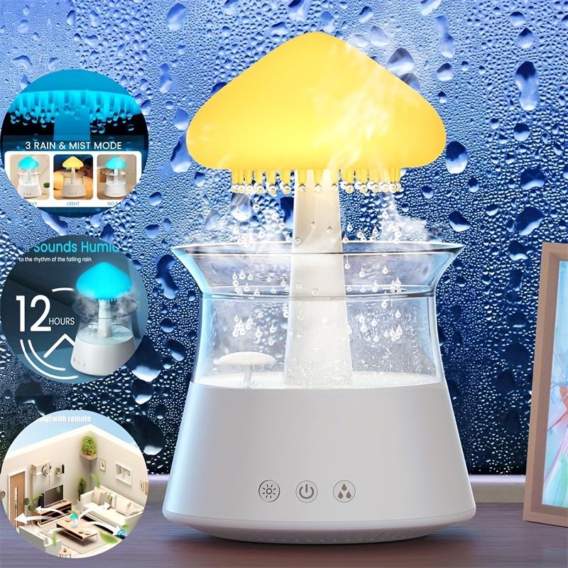 7-Color Rain Cloud Humidifier with Aromatherapy Function Essential Oil Compatible Rechargeable Auto Shut-Off Remote Control