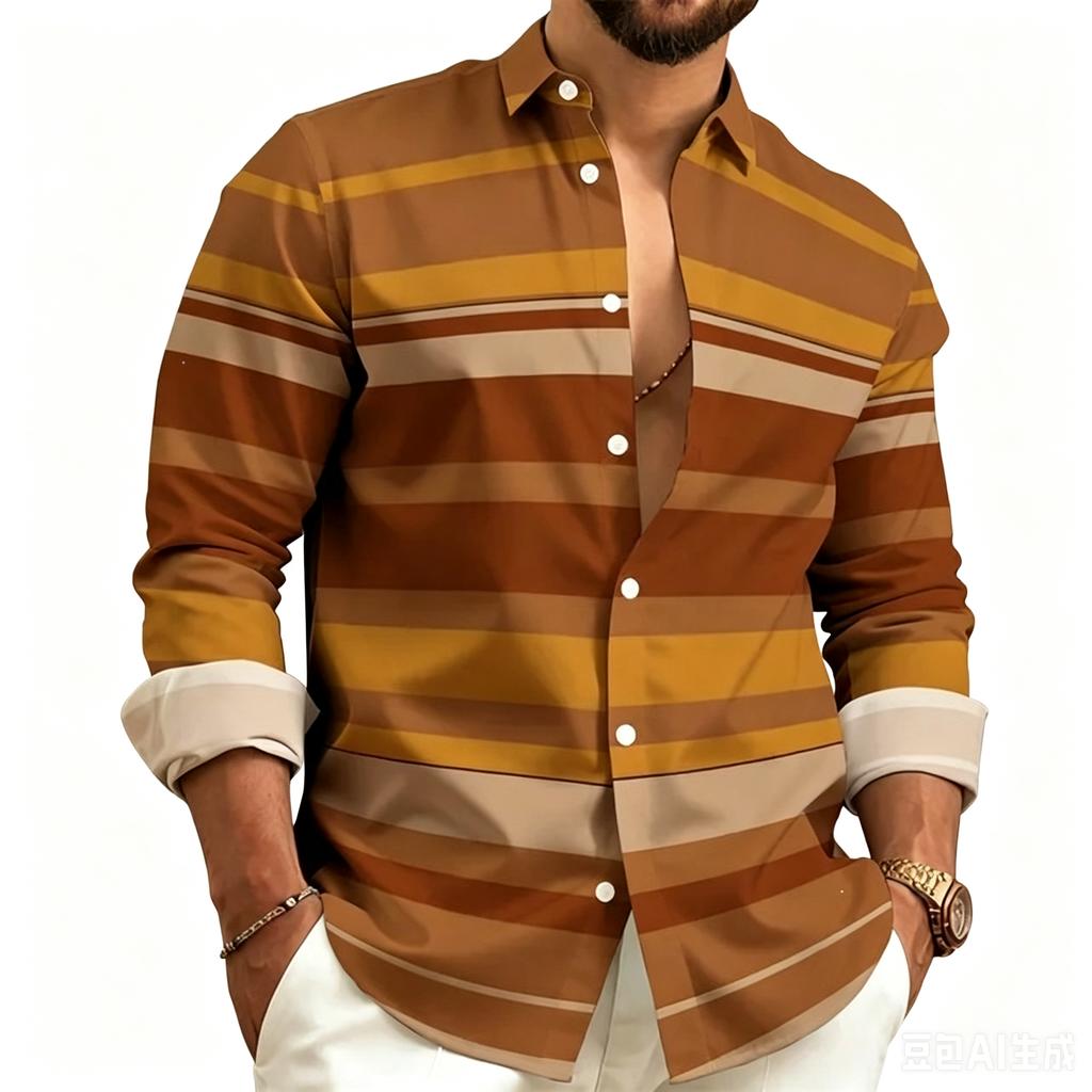 Herren Business Casual Langarm Gestreiftes Hemd für Arbeit Alltag