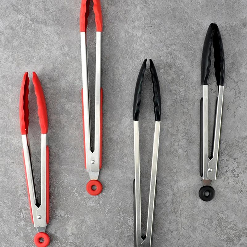 7/9/12inch Household Multi-functional Stainless Steel Food Tongs with Handles, Kitchen Bread Tongs, Barbecue and Steak Tongs