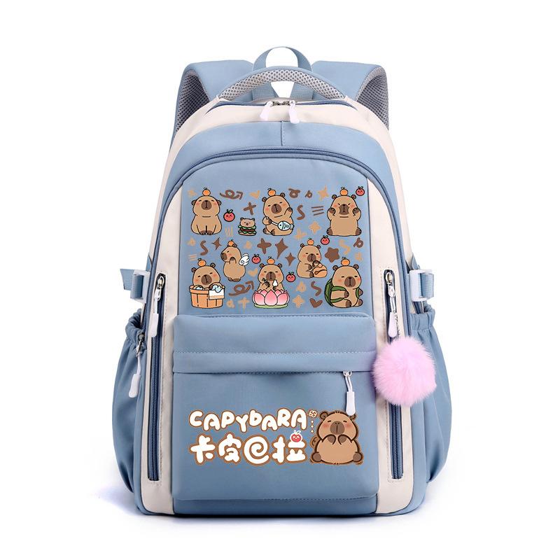 Kapibara Schoolbag New 2024 Ridge Protection Cute Men and Women High Value Cartoon Printing Large Capacity Backpack