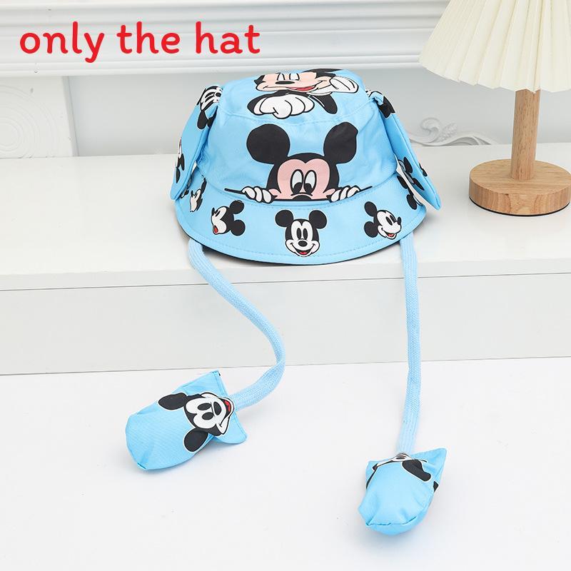 Cartoon Fisherman Hat For Kids With 3d Ears And Stitch Spider Man Print Design Summer Sun Protection Cotton Polyester