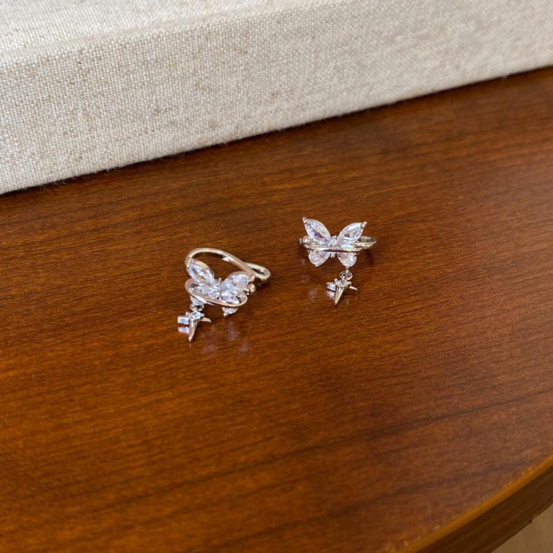 

Zircon butterfly mango pendant without ear piercings, ear bone clip, simple, fashionable and exquisite ear clip, light luxury and high-end earrings
