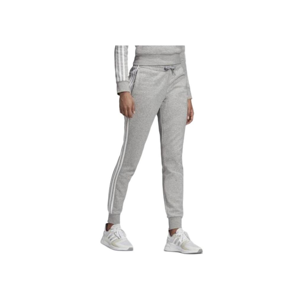 Adidas Essentials 3-Stripes Joggers Letter Print Drawstring Cuffed Casual Pants Women Joggers Gray EI0710