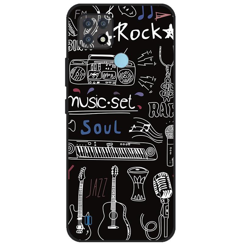 Para OPPO Realme C21Y Capa Série COOL Preto Capa de Silicone Macia para Cases de Telefone Realme C21 C25 C25s Protetora Realmi C 21 Y Capa