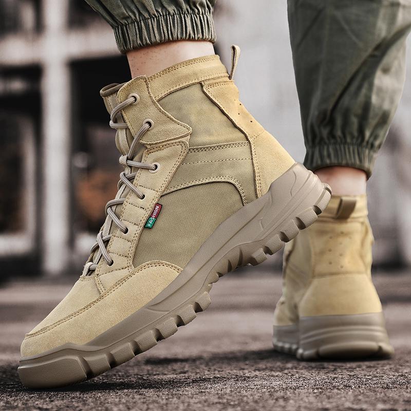 Fashion Vintage Style Men's High Top Shoes Lace Up Sneakers Outdoor Sport Desert Motorcycle Boots Mid-calf Ankle Boots Man Walking Shoes