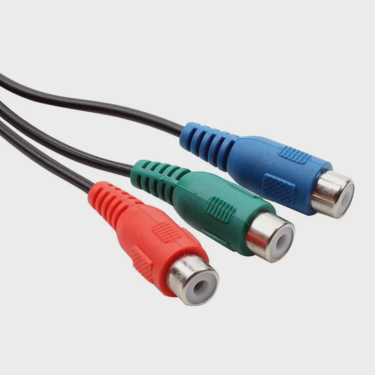 3.5mm Male to Red, Blue, Green Female Video Adapter Cable - 1 to 3 Color Difference Audio Cable
