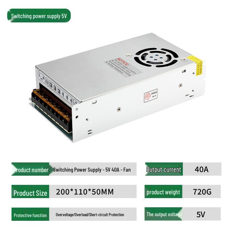5V DC 400W Switching Power Supply for LED Strips and Monitoring (5A/10A/20A)