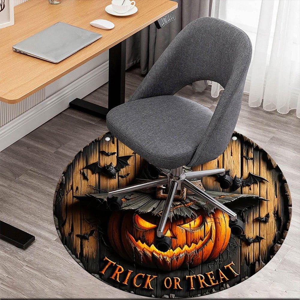 

Halloween Trick or Treat Sign with Witch Hat and BatsRound Non-Slip chair mat chair carpet for office Rugs for Office Decor Gift For Valentine s Day M 80cm by 80cm