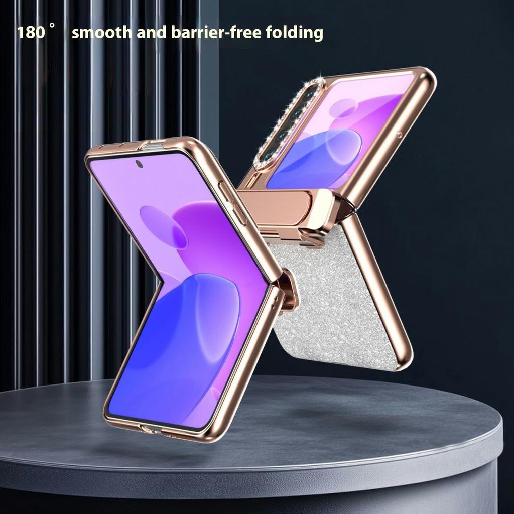 For Huawei Pura X Case with Kickstand Hinge Protection Rhinestone Glitter PC Phone Cover