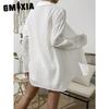 GMXIA Women's Spring and Summer Fashion Solid Colour Long-sleeved Shirt Suit Women Casual Loose Shorts Two-piece Set