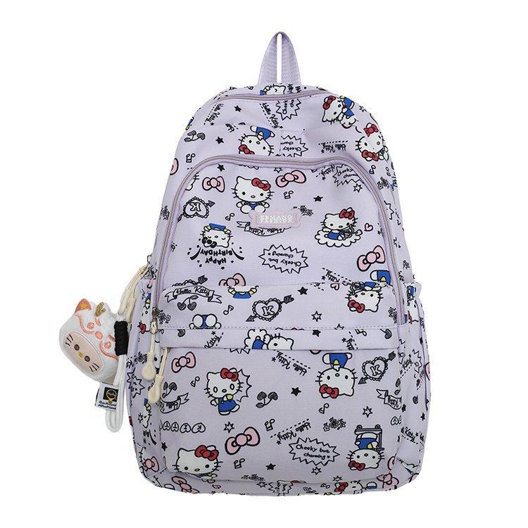 Schoolbag small fresh contrasting color backpack bag girl ins college style print cartoon tide backpack junior high school student schoolbag