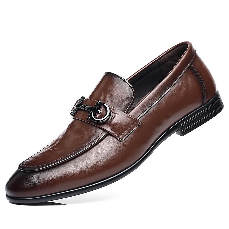 Korean Men's Leather Loafers: Comfortable, Breathable, Business Casual, British Fashion Formal Shoes.