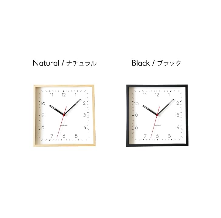 KATOMOKU Square clock 3 Hinoki wall clock with continuous second hand km-114HM (quartz clock)