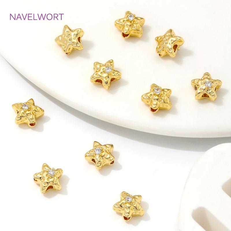 8.5mm 18K Gold Plated Brass Star Spacer Beads For Bracelets Accessories,Separators For Bead Findings,DIY Jewelry Making Supplies