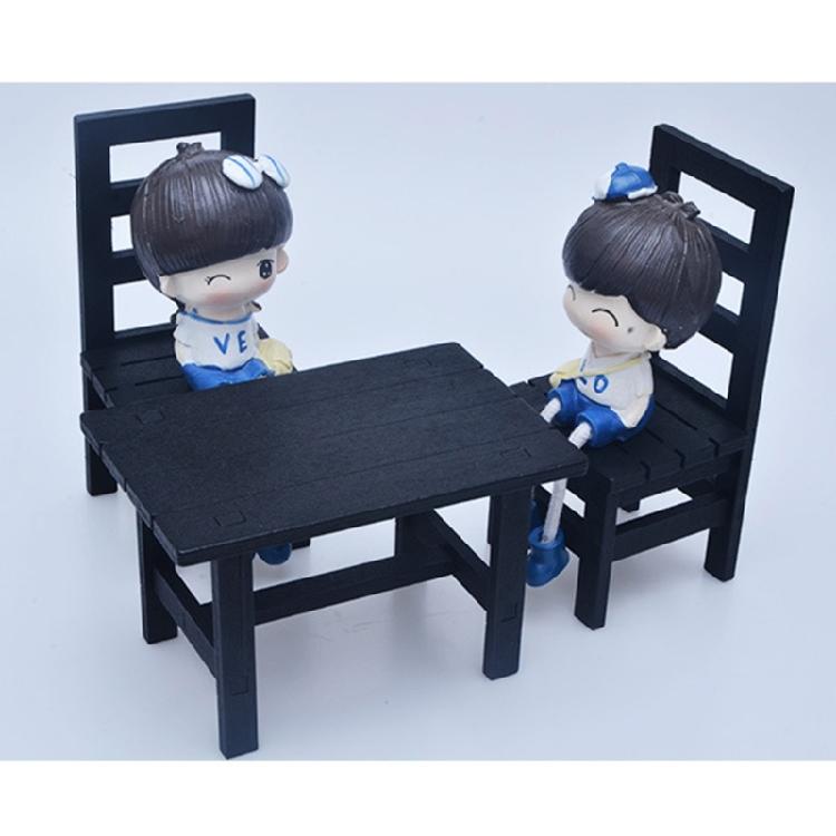 Miniature Kitchen Table And Chairs Set Wooden Dollhouses Furniture For 1/6 Scale Doll Decors