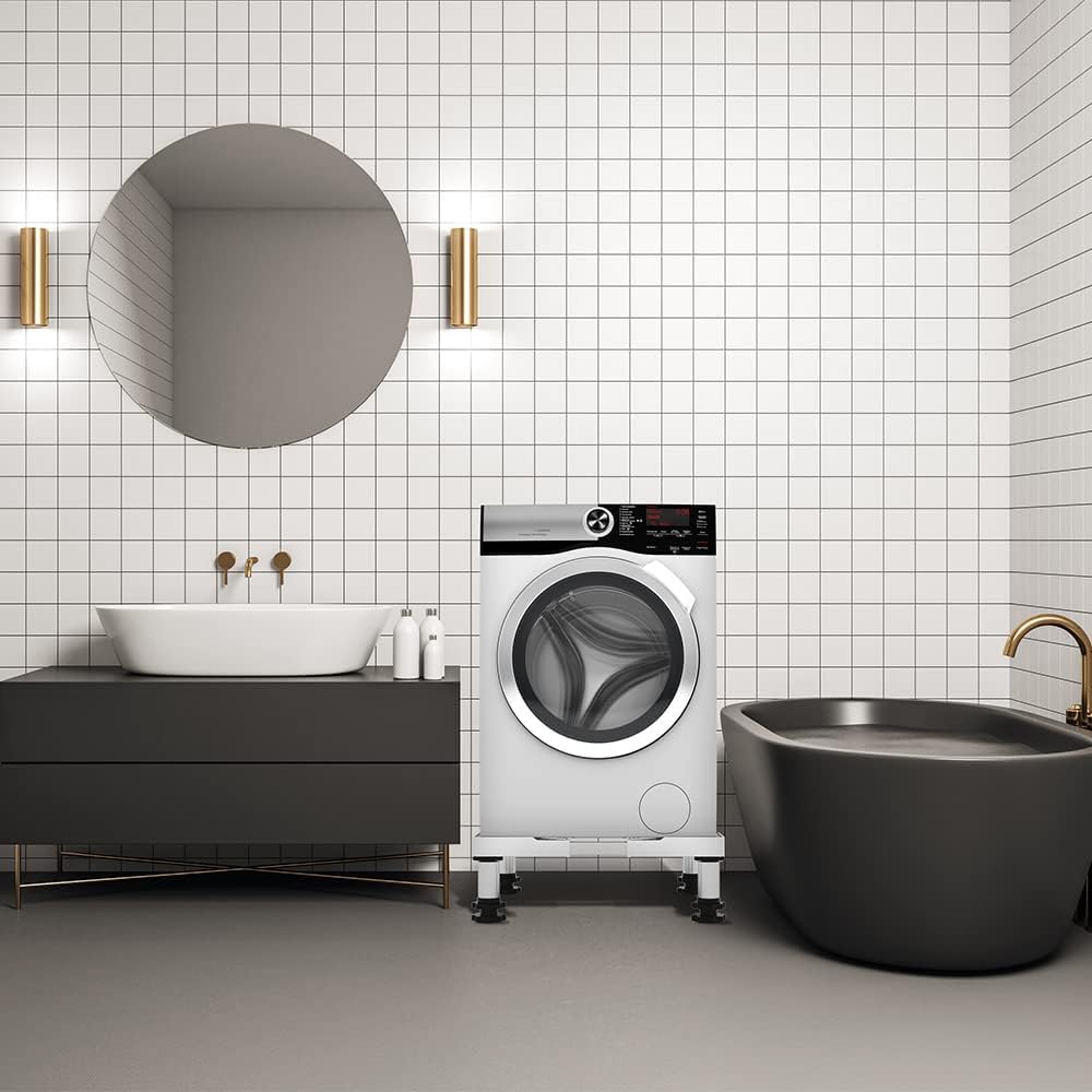 Washing Machine Height Adjustable from Stainless with Pads and Heightening Weight Capacity Approximately Width and Depth Adjustable Sound and