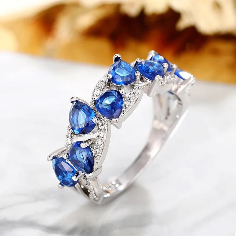 Bright Green Cubic Zirconia Ring Female Engagement Party Jewelry Noble Lady Fashion Wedding Ceremony Accessories Gift