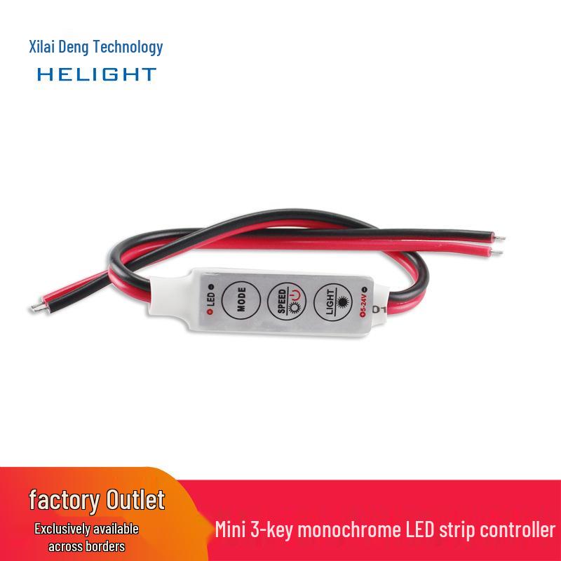 

Монохромный светодиодный контроллер Xilai Deng для светодиодной ленты 5050: 3-кнопочный диммер с режимами стробоскопа и дыхания 45x12x3 mm