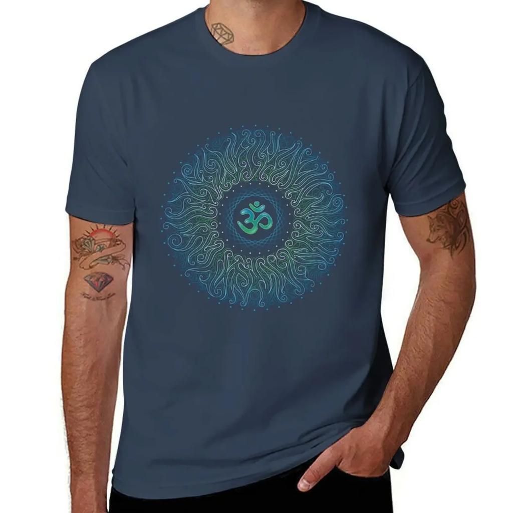 Best Selling Fashion Summer New Pranava Yoga. Shanti Om. Mandala T-Shirt Summer Clothes Oversizeds Anime T Shirts for Men Cotton