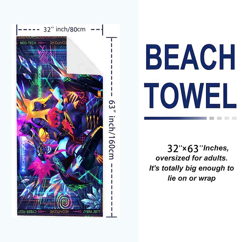 KDA Print Beach Towel, Large Soft Quick Dry Towel for Beach Camping Swimming