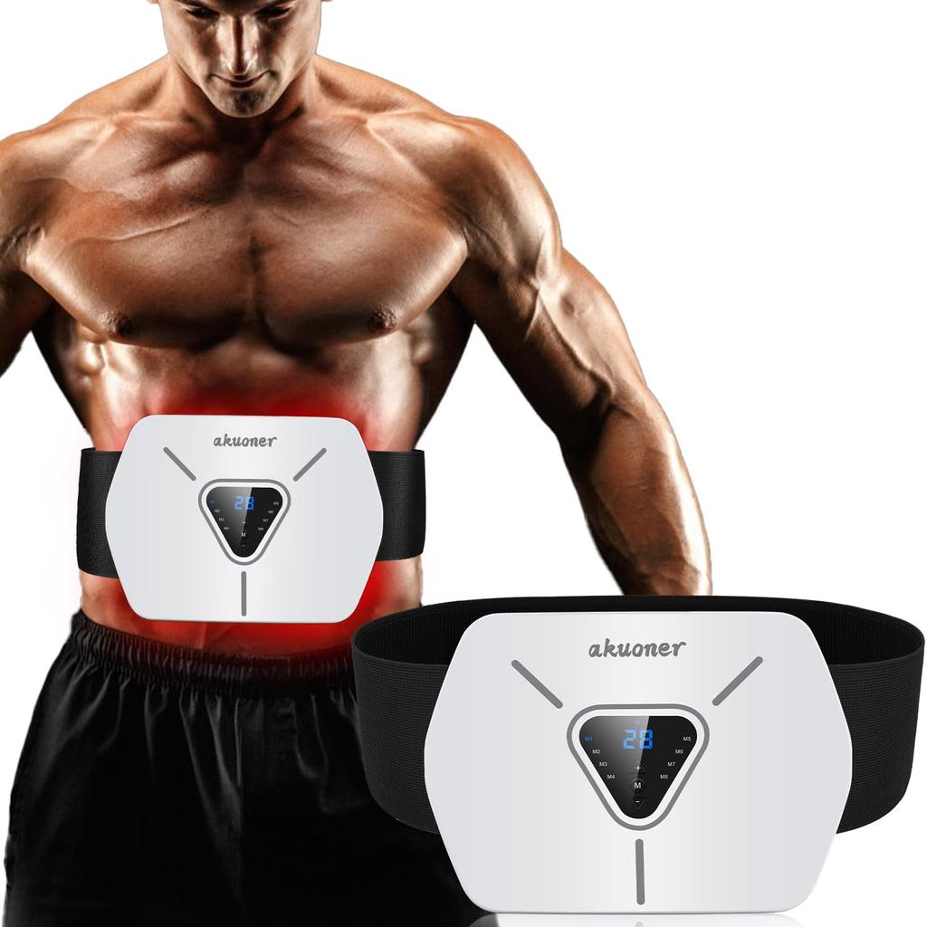 Upgraded EMS Abdominal Muscle Training No Gel Sheets 6 Abdominal Muscle 3D Alternating 8 30 Intensity Large LCD USB Abdominal Muscle Training