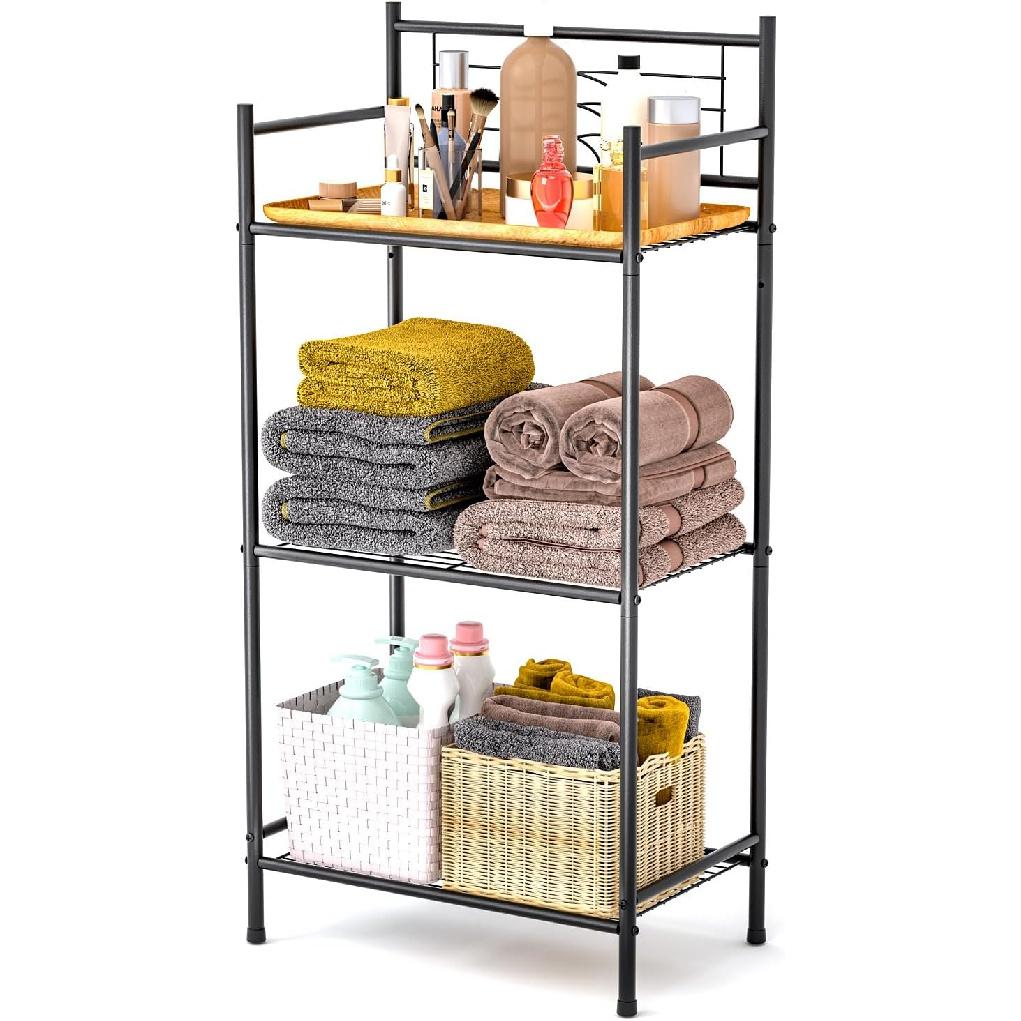 LEEDA 3-Tier Freestanding Multipurpose Storage Shelves Heavy Duty Metal Shelving Unit, Display Plants Flowers Bath Essentials, for Kitchen Bathroom