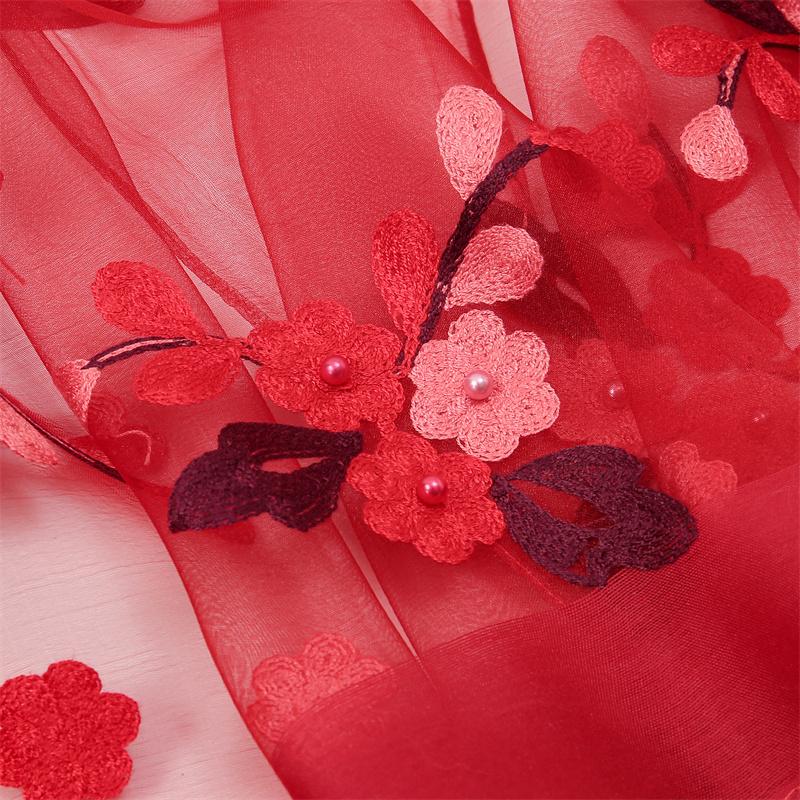 Bufanda de seda de lujo para mujer, diseño bordado, flores, hiyab, bufandas, pañuelo para la cabeza para mujer, Fouloud Echarpe