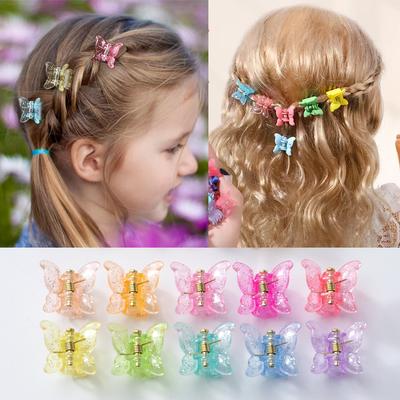 50pcs Mini Transparent Multi-color Butterfly Claw Clip Mini Hairpin Hair Clip Hair Accessories for Girls and Women Headwear