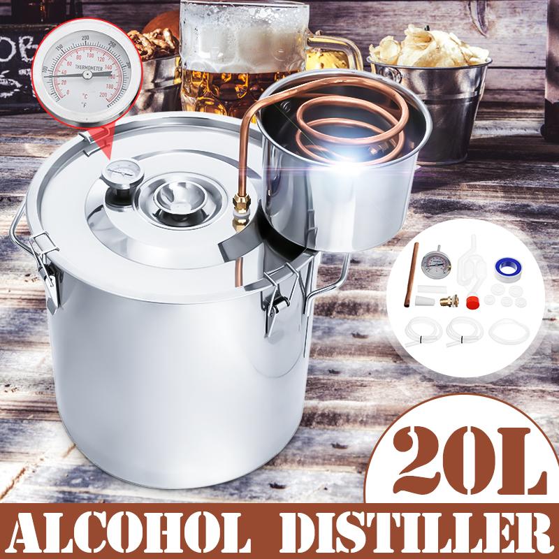 8 Gal 30L Distiller Moonshine Alcohol Stainless Copper DIY Home Water Wine Essential Oil Brewing Kit 304 Stainless Steel Boiler
