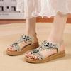 Fashion Women's Platform Sandals Summer Fashion Rhinestone Elastic Band Beach Shoes 2025 Casual Open Toe Flat Shoes Sandalias De Mujer