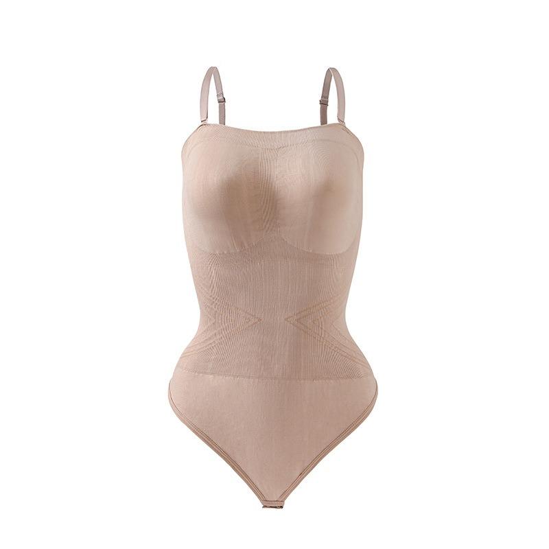 One-piece shapewear: sexy bandeau style with detachable straps; strapless fastening body-shaping corset