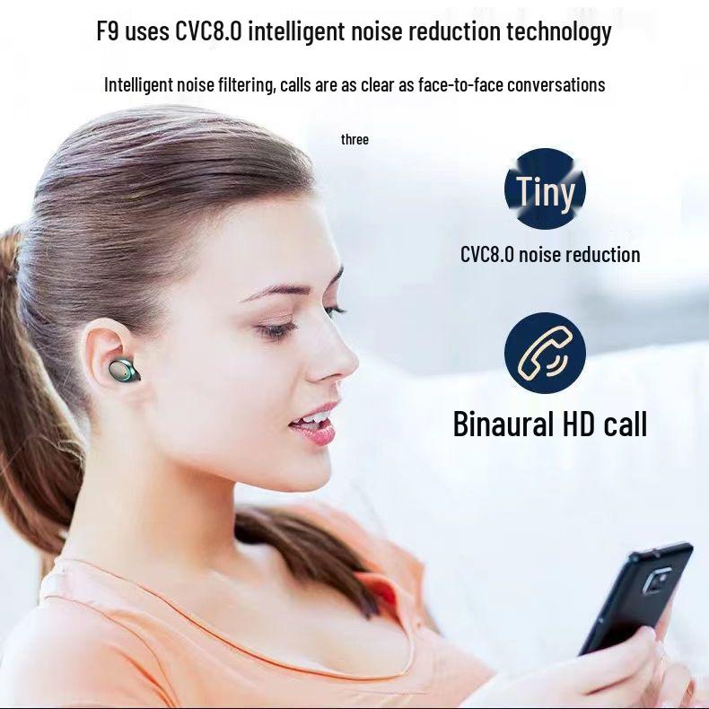 Cross-Border F9-5C Bluetooth Earbuds: Long Battery, Digital Display, Large Capacity, Sports In-Ear Design, Noise Cancelling.