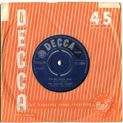 7inch Record ROLLING STONES - It's All Over Now F11934 Decca 1964 UK Rock Used