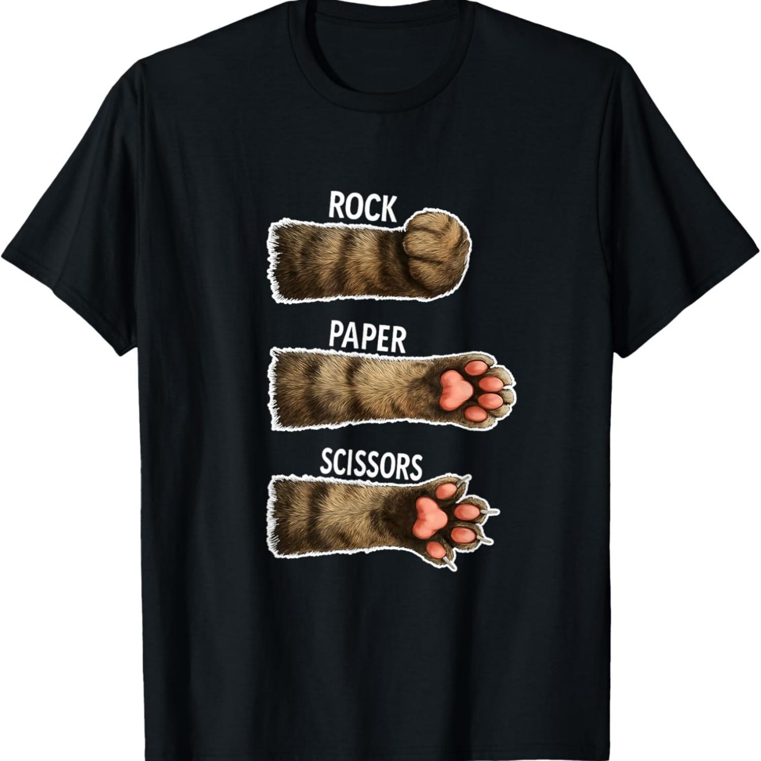 Cat Rock Paper Scissors Cat Paws Costume Funny Girls Meme T-Shirt S чёрный