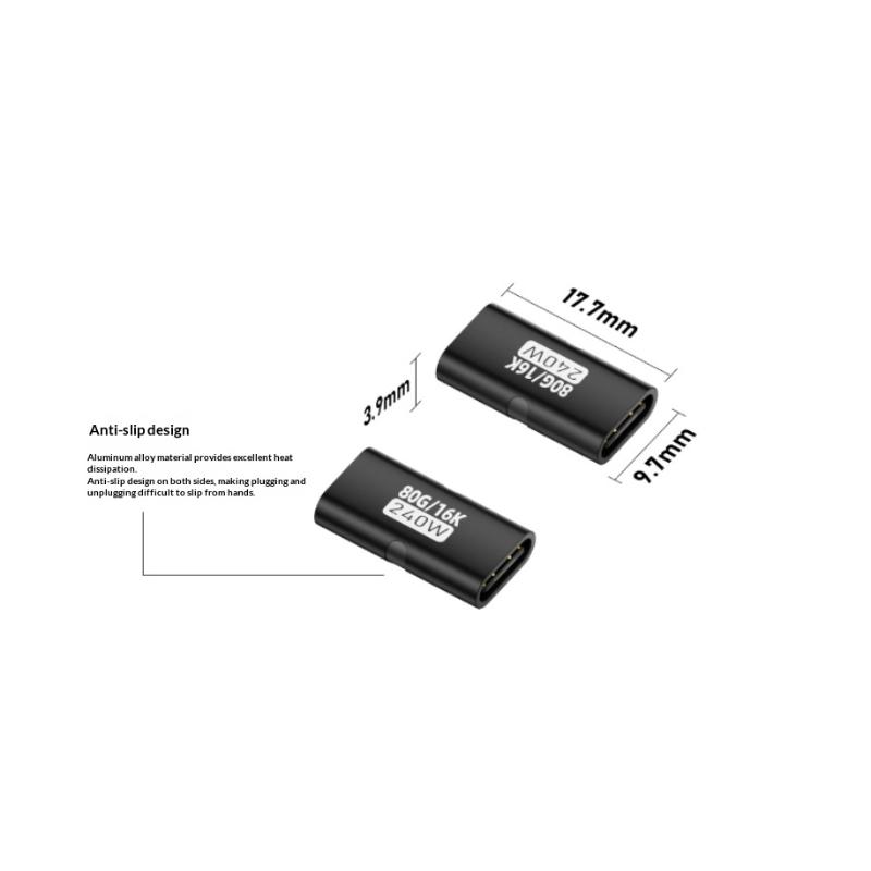 240W Type-C Female to Female Adapter High Speed PD Fast Charging USB C Extender Converter for Gaming Laptop Docking