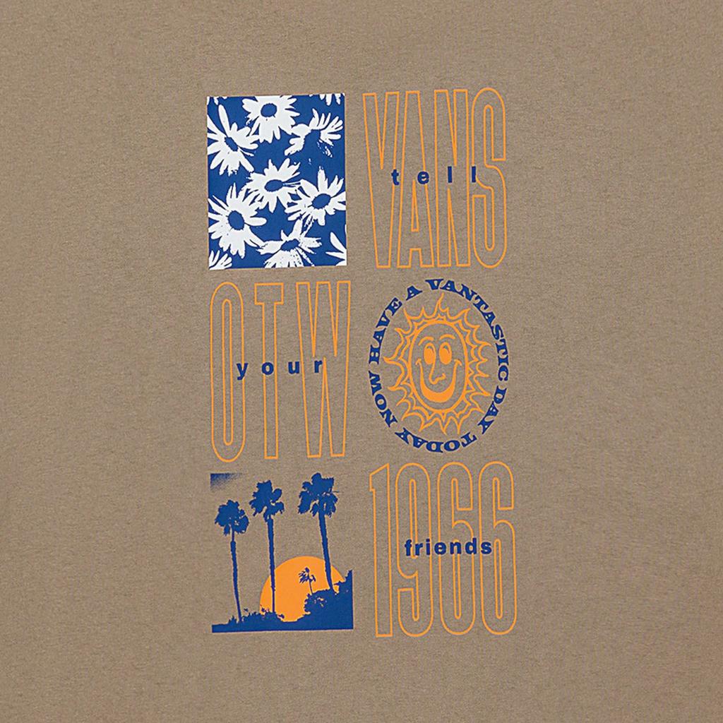 Vans Pattern Embroidered Casual Vacation Short Sleeve T-Shirt Unisex Tops Light-Brown VN0A7TR9YEH