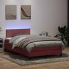 Box Spring Bed with Mattress & LED Lighting Pink 120 X 220 Cm Velvet