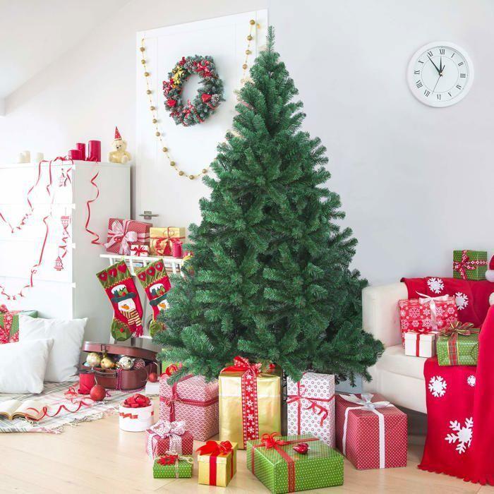 Sapin de Noël Artificiel - OUSFOT - 5540-2020/185 - 180 cm - 800 Branches - PVC et Fer Peint