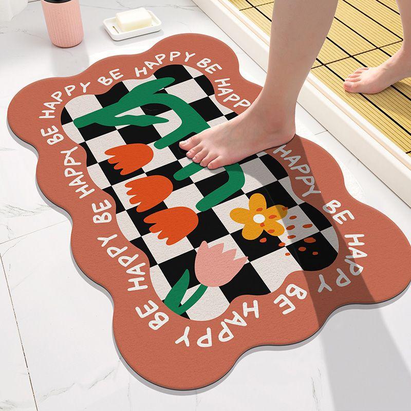Absorbent Mat for Bathroom Door Non-slip Mat for Bathroom Floor Mat for Bedroom Carpet for Household Bathroom Mat for Bathroom Door Mat