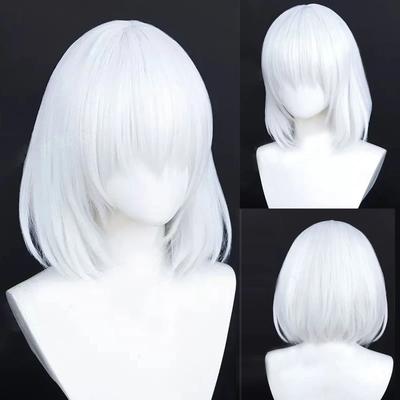 Silvery White Fashion Short Hair Minimalist Personality Boy Cosplay Wig Stage Performance Festival Party High-temperature Silk