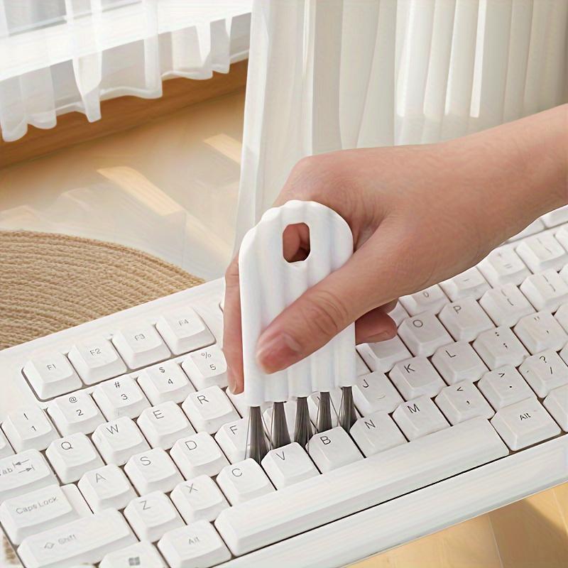 Multi-Purpose Cleaning Brush for Keyboards, Cups Bottles - Ergonomic White Plastic Gap Cleaner with Curled Cover Brush, Suitable for Bedrooms, Kitchen