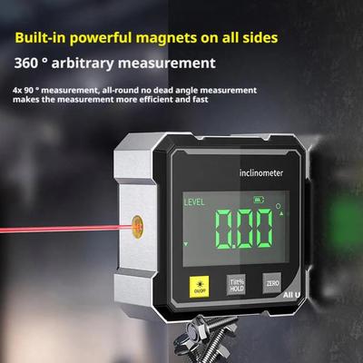 4-sidig magnetisk lutningsmätare USB-laddning Digital vinkelmätningsinstrument LED-skärm Lutningsmätare Träbearbetningsverktyg