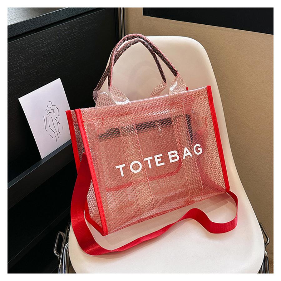 Fashion New High Capacity PVC Women's Bag Transparent Tote Bag Jelly Bag Handheld One Shoulder Crossbody Tote Bag