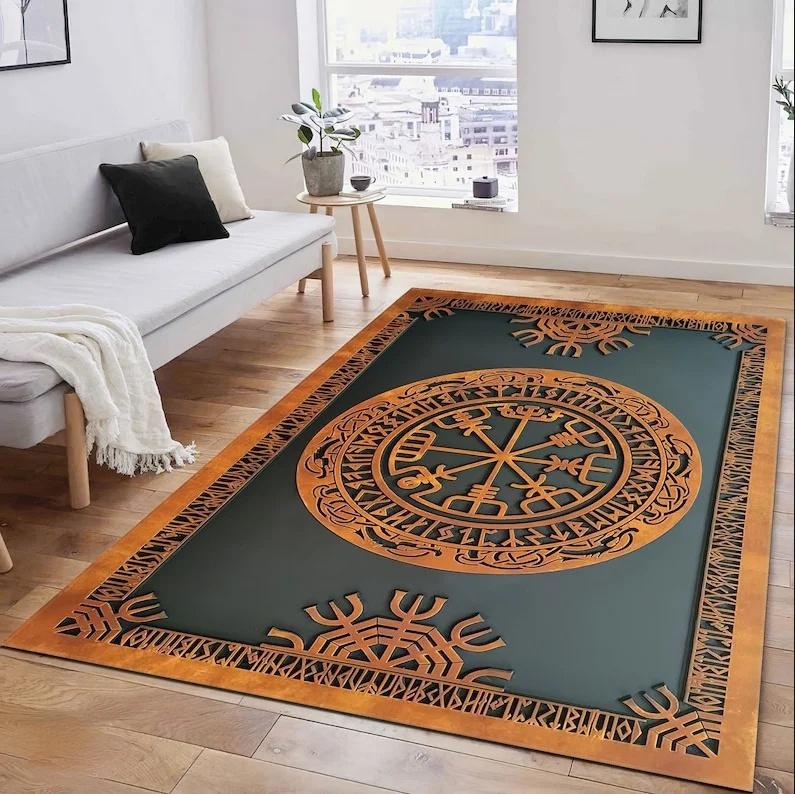 Wikinger Teppich Lebensbaum Norwegisches Mythologisches Teppich Design Bodenbelag Wikinger Rutschfest Keltische Wikinger Matte für Zuhause Badezimmer Dekoration