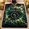 Flannel BlanketGreen Day Warm Soft Throw Blanket for Indoor Sofa Bed Living Room Use