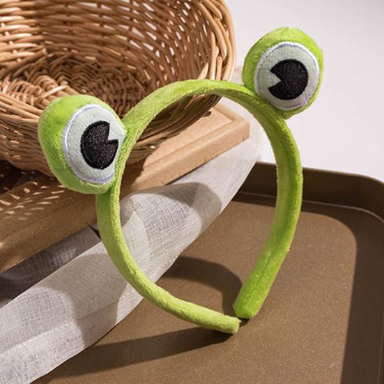 Women Headband Soft Coral Velvet Headband with Anti-Slip Teeth Cartoon Frog Design Elastic Hair Hoop Hair Fixing Hair Accessory